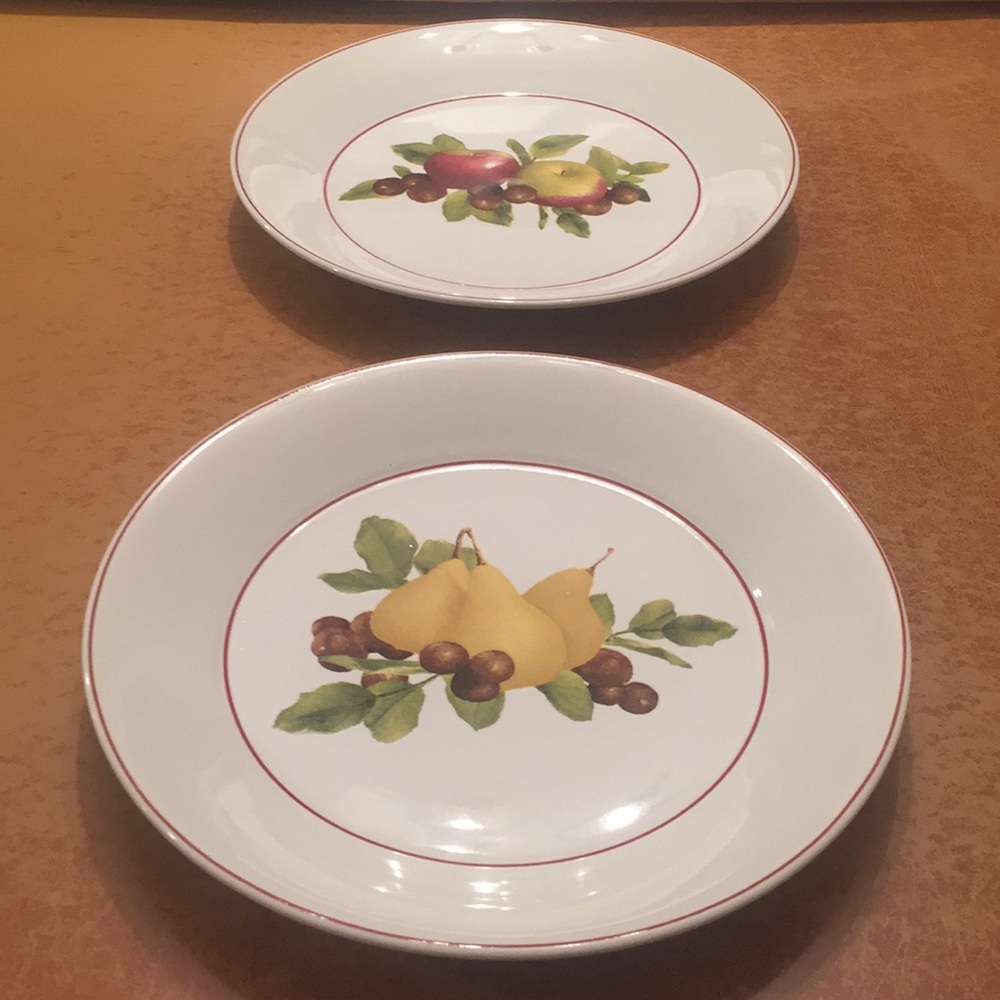 Plates 2 included approx 8 1/2 inches fruit print